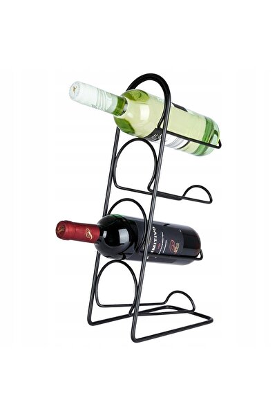 Vilde Suport/Raft metalic negru pentru 4 sticle de vin/alcool