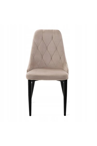 Homla Set de 4 scaune LOUIS QUILTER din catifea matlasată bej 44x59x88cm