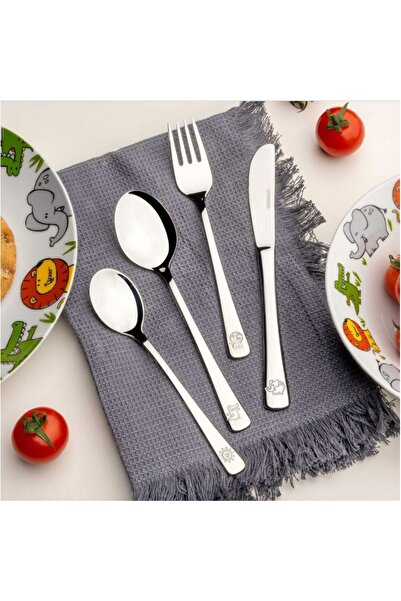 NO BRAND LEONARDO Set de 4 piese tacâmuri pentru copii cu crocodil, leu, elef...