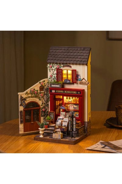 Robotime Rolife Librăria Viena Mini Kit Casă din Lemn 3D DIY