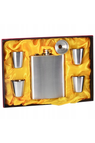 Orion Ploscă metalică de șold + pahare pentru alcool/vodcă 6-ele 210/30ml