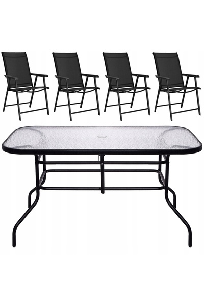 Springos MOBILIER DE GRĂDINĂ SET DE MOBILIER DE GRĂDINĂ MASĂ + 4 SCAUNE PENTR...