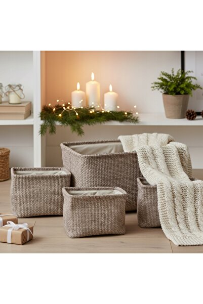 Home Styling Collection SET DE COȘURI DE DEPOZITARE DIN POLIESTER EVA GRIS – ...
