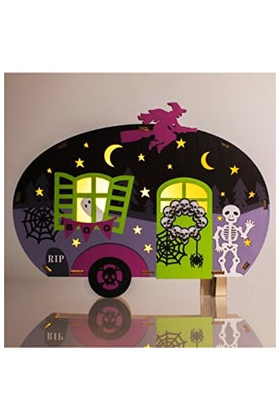 OEM Decoratiune din Lemn de Halloween Rulota cu Schelet de Vrajitoare & Paian...