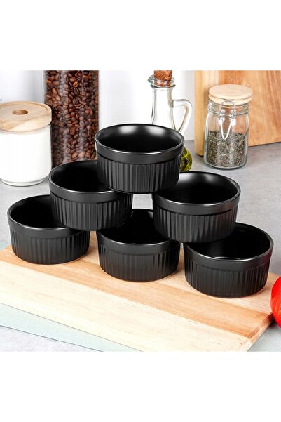 Vilde Vase ceramice pentru copt, negre, COKILKI, 260 ml, set de 6