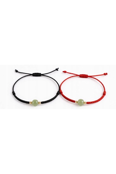 Alviro Set de brățări tip șnur, 2 bucăți, cu piatră verde, reglabile