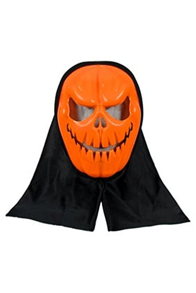OEM Μάσκα κολοκύθας πορτοκαλί για το Halloween με δόντια και μαύρο κάλυμμα κε...