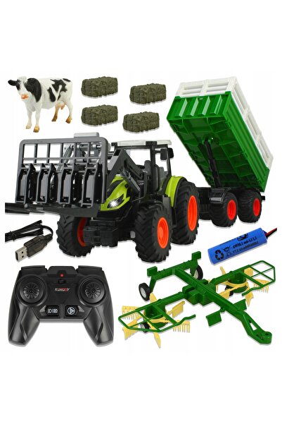 Allvo TRACTOR TELEGHIDAT CU REMORCĂ, ADUNĂTOR DE FÂN, SET DE UTILAJE 4 ÎN 1 R...