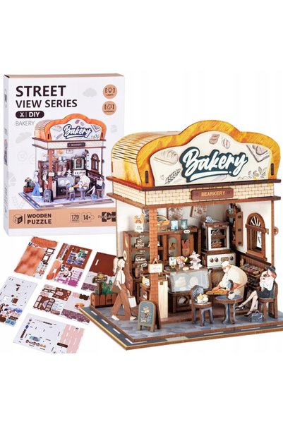 Jokomisiada Puzzle din lemn seria 3D, set de construcție Brutărie, 179 elemen...