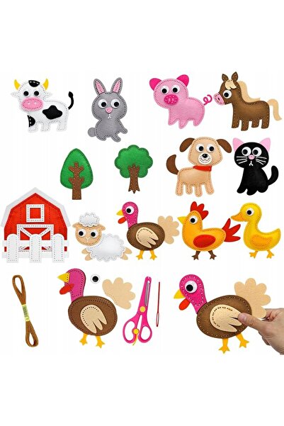 NO BRAND SET DE CUSUT DIN FILC PENTRU COPII – ANIMALE DE LA FERMĂ, 13 PIESE, ...