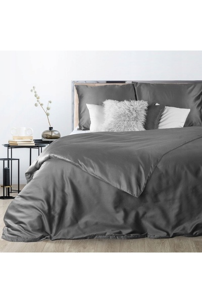 Eurofirany Lenjerie de pat din bumbac satinat 160 x 200 Culoare uni 3 piese N...