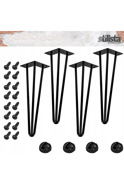 STILISTA 4x Picioare metalice pentru masă, tip hairpin, 40 cm, 3 tije