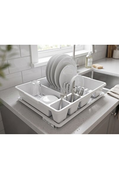 Bentom Scurgător de vase clasic, alb, din plastic, pentru blat