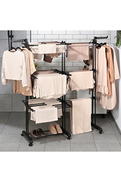Vilde Uscător de rufe vertical retractabil reglabil negru ORION 130x64x172 cm