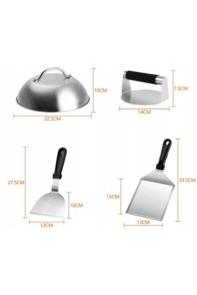 NO BRAND Set Smash Burger: Lopățele, Presă, Capac, Pentru Gătit la Grătar, 4el