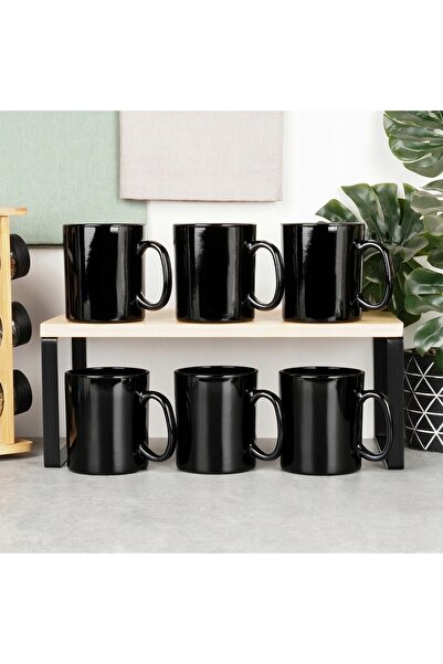 NO BRAND Set complet de 6 căni NEGRE pentru băut cafea, ceai, plante aromatice