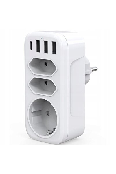 NO BRAND Prelungitor multifuncțional 7 în 1, 3x AC, 3x USB-A, 1x USB-C, 4000W...