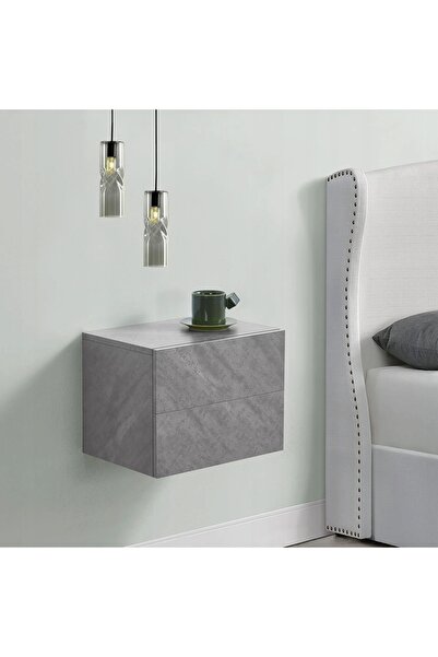 Juskys DULAP SUSPENSAT DE NOPTIERĂ CU 2 SERTARE 40x29x30 CM DECOR BETON GRI I...