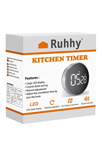 Ruhhy Cronometru LED pentru bucătărie, Cronometru digital, Cronometru electro...