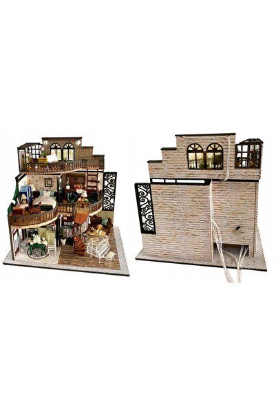 NO BRAND Căsuță DIY pentru fete, model 3D din lemn, pavilion cu iluminare LED...