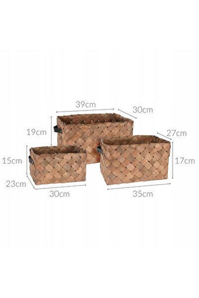 Home Styling Collection Set de 3 coșuri de depozitare împletite, din lemn, maro