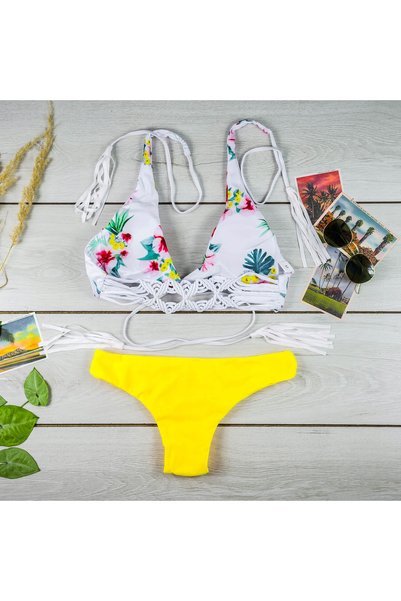 NO BRAND Costum de baie modelator, bikini din două piese, cu flori, căptușit,...