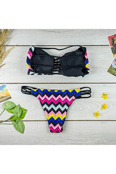 NO BRAND Costum de baie bikini bandiți azteci pentru plajă cu decupaje - m