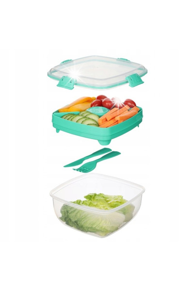 Sistema Cutie de prânz, recipient pentru salată, fără BPA, albastru