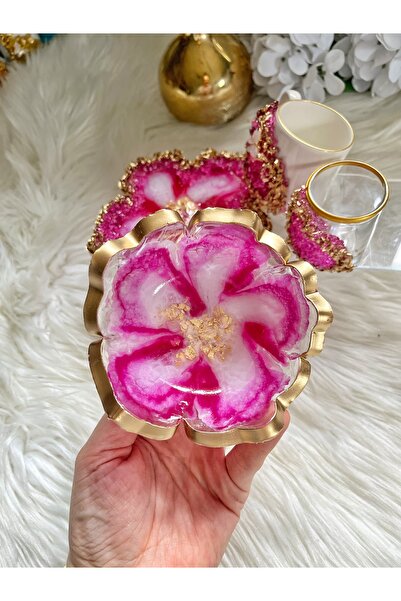 RESİNARTSHOP Epoksi sunum özel tasarım Lokumluk pembe