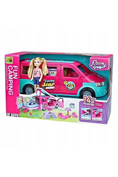 Norimpex Mașină de camping de vacanță cu păpușă și accesorii de camping, jucă...
