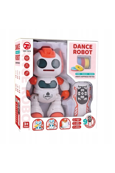 Norimpex Robot dansator cu telecomandă, care lansează discuri, roșu, interactiv