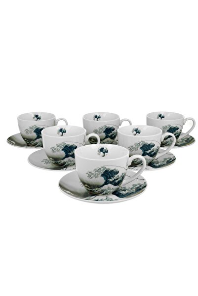 Duo Set de căni Hokusai The Great Wave 6x250 ml în cutie cadou val