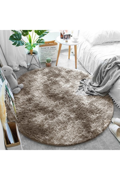 Strado Covor rotund shaggy ombre, antiderapant, modern, pentru living 80x80