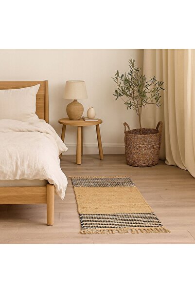 Gift Decor COVOR DIN JUT CU FRANJURI PENTRU SUFRAGERIE ȘI HOL 70X140 CM BEJ N...
