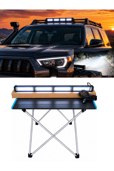 KAPOTO 65 Cm Off Road Beyaz Çakar Led Bar 14 Fonksiyon 9-30V Çakmaklık Girişl...