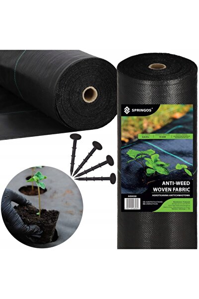 Springos AGROTKANINA 70G 0.8x50m NEGRU AGROFABRICĂ UV GROASĂ ANTI-BURUIENI + ...