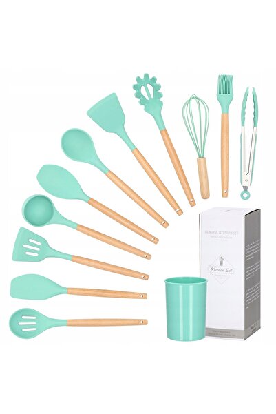 Springos SET DE USTENSILE DE BUCĂTĂRIE 12 piese SILICON BAMBUS COMPLET