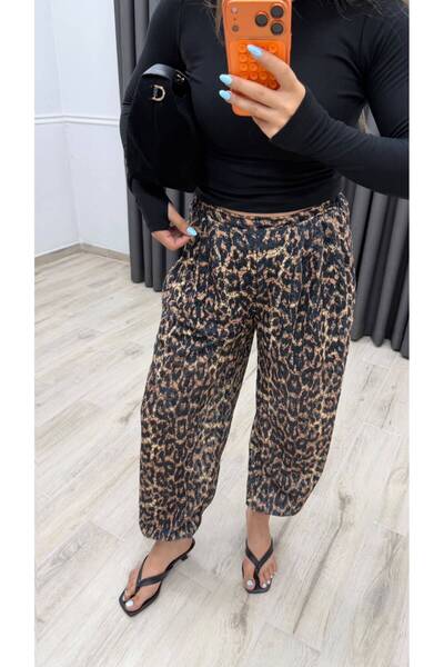 ALVOR Marka Model Leopar Desenli Astarlı Şalvar Pantolon