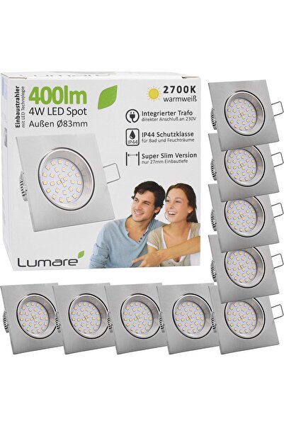NO BRAND Spot LED încastrat 4W 83x83mm IP44 2700K 9 bucăți