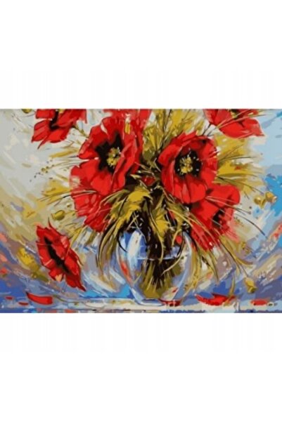 Norimpex Pictură pe numere Flori Maci în Vază 40x50 cm pe Ramă Creativă
