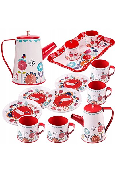 Stator Set de serviciu metalic pentru ceai și cafea pentru copii, tavă, cești...