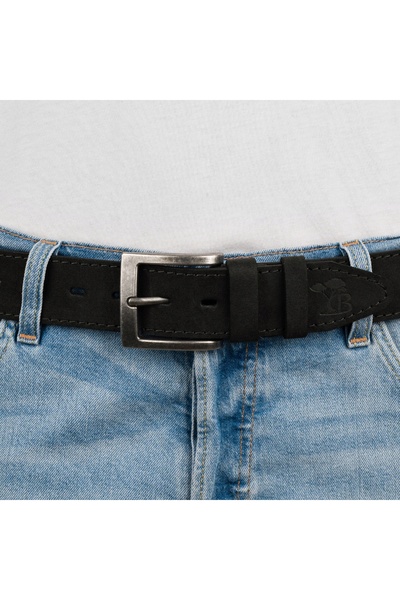 Beltimore Curea de piele pentru bărbați, din piele întoarsă, lată de 4cm, nea...