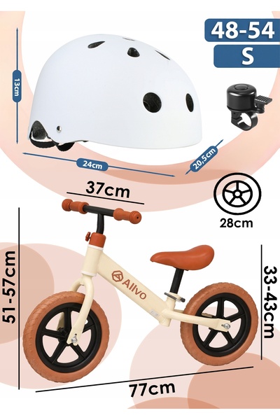 Allvo BICICLETĂ FĂRĂ PEDALE PENTRU COPII, UȘOARĂ, REGLABILĂ, SET 3 ÎN 1: CASC...