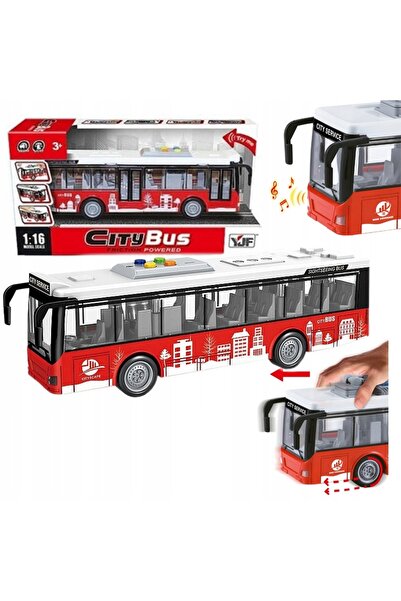 MADEJ Autobuz metalic roșu de oraș cu efecte sonore 27 cm