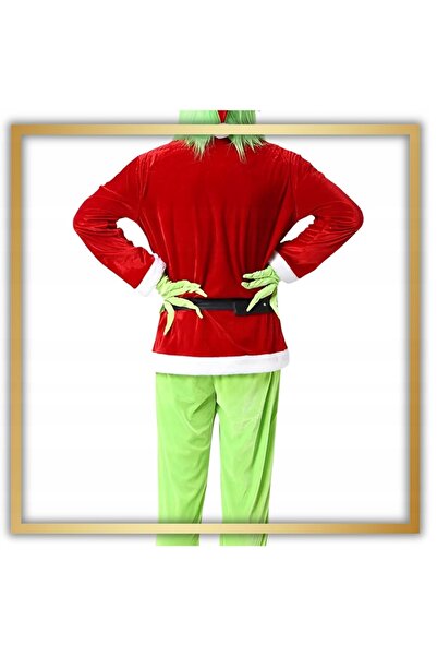 NO BRAND Costum Grinch, Costum Moș Crăciun, Mănuși de sărbătoare, Mască, Cosplay
