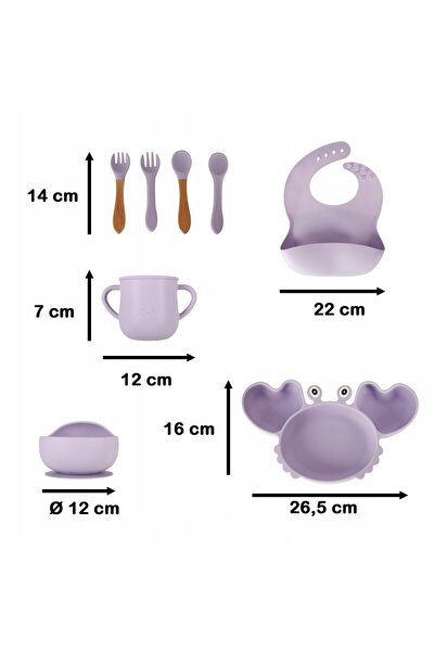 Ikonka Vase din silicon pentru copii, set crab, 9 piese, mov