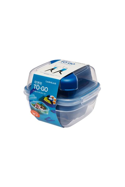 locknlock Cutie de prânz pătrată 950 ml cu tacâmuri albastră HSM8440TLB