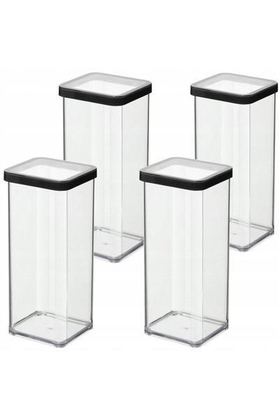 Rotho SET 4x CUTII DE ORGANIZARE ALIMENTE 1,5L NEGRU LOFT