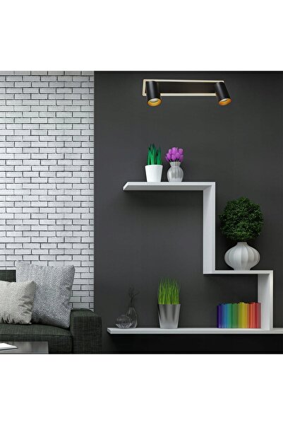 Light Prestige Lampă aplicată perete-tavan, bandă neagră 40 cm, 2xGU10 + LED 8W