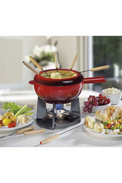 NO BRAND Set fondue cu brânză pentru 8 persoane 2 L SPRING roșu